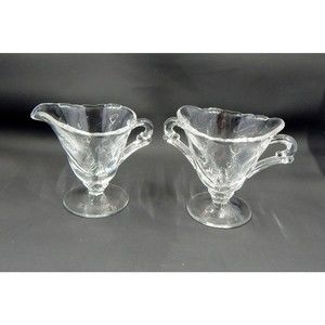 Heisey Waverly Mini Footed Individual Creamer and Open Sugar 3 Inch